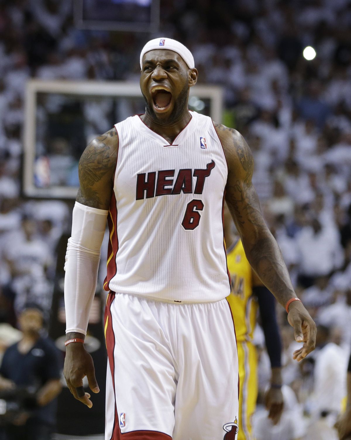 Heat forward LeBron James led host Miami with 26 points in Game 3 victory over Indiana. (Associated Press)
