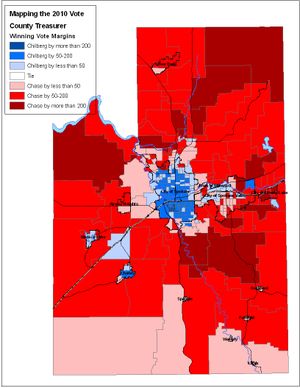 Computer map of Spokane County Treasurer race, 2010 General Election. (Jim Camden/The Spokesman-Review)