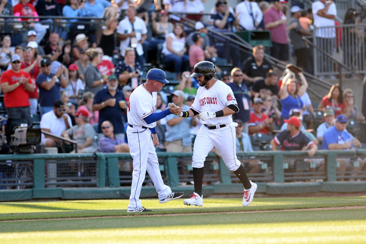 Nashville Sounds infielder Renato Nunez hit a three-run home run to help the Pacific Coast League beat the International League 6-4 in the Triple-A All-Star Game at Cheney Field in Tacoma. (Courtesy Tacoma Rainiers Communications)