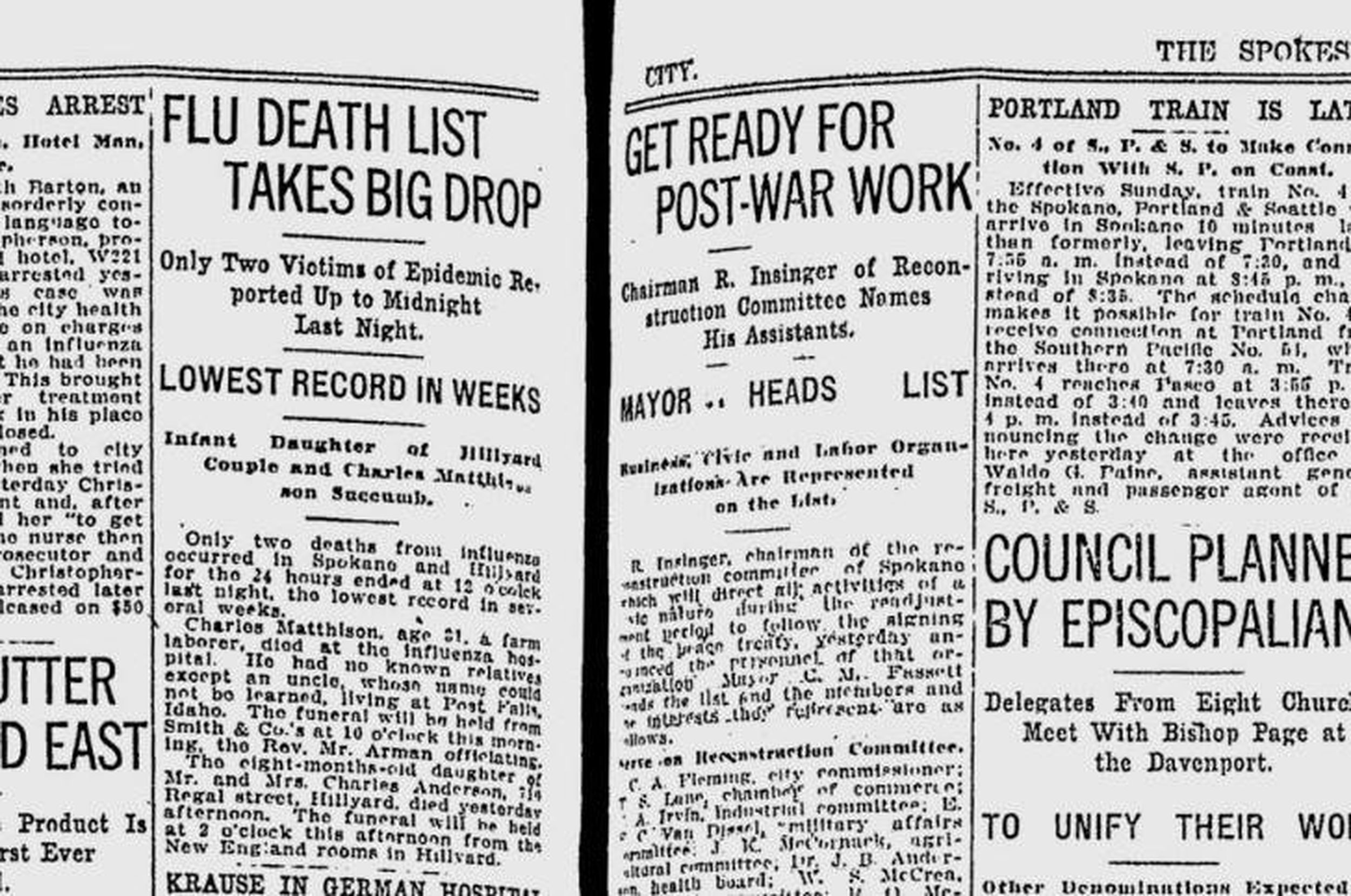 100 years ago in Spokane Flu deaths down, influenza pandemic appears