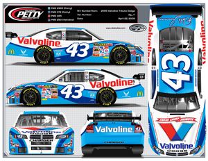 A rendering of the No. 43 Valvoline Dodge for Saturday night's (May 9) NASCAR Sprint Cup at Darlington (S.C.) Raceway. (Image courtesy of NASCAR) (The Spokesman-Review)