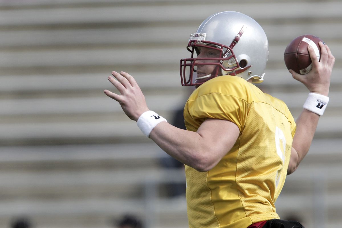 With his two main rivals hobbled by injuries, senior Kevin Lopina assumed the mantle of starting quarterback this spring. (Tyler Tjomsland / The Spokesman-Review)