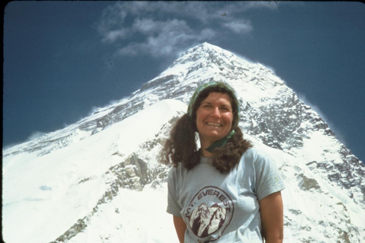 Arlene Blum stands in front of Mount Everest during a successful 1976 expedition. (Arlene Blum/COURTESY / COURTESY)
