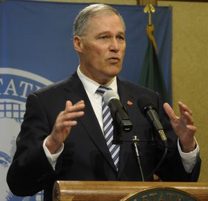 OLYMPIA -- Gov. Jay Inslee says House Democrats and Senate Republicans will have to move off their respective budgets and find middle ground in the upcoming special session. (Jim Camden/The Spokesman-Review)