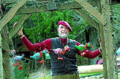 
Jerry Luther  is known as the Dancing Duck Man for gliding through fairs and gatherings with his duck marionettes and a boom box playing music. He used to make and sell puppets, but now just performs with his ducks. 
 (Jesse Tinsley / The Spokesman-Review)