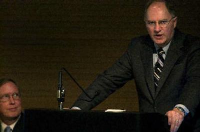 
Avista CEO Gary Ely addresses the company's shareholders at the annual meeting of shareholders on Thursday at Avista headquarters
 (Jed Conklin / The Spokesman-Review)