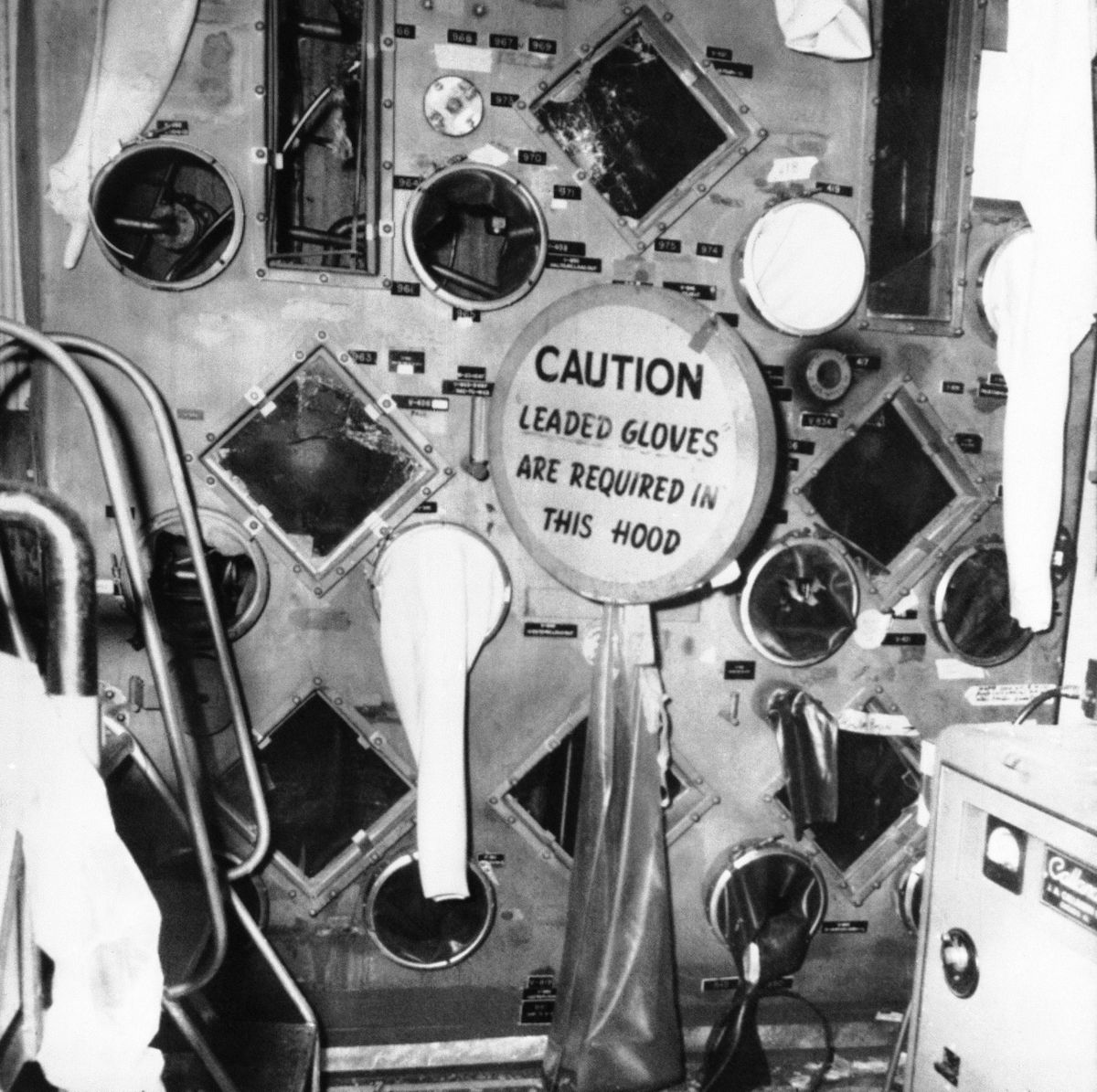 Particles of radioactive material and glass flew into this room on the Hanford Nuclear Reservation in Richland on Sept. 1, 1976, injuring one and exposing nine others to radioactivity. The space, dubbed the McCluskey Room, is inside the closed Plutonium Finishing Plant and scheduled for cleanup this summer. (Associated Press)