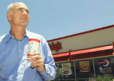 
Arby's President and CEO Doug Benham poses for a photo outside one of his Fort Lauderdale, Fla., stores, talking about the new product line of salads and wraps that the chain is now selling. 
 (Associated Press / The Spokesman-Review)