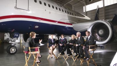 CBS’ Katie Couric talks  Feb. 2 with the crew of US Airways Flight 1549 about their water landing on the Hudson River last month.  (Associated Press / The Spokesman-Review)