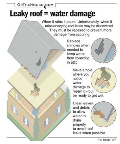 
Repair any roof leaks to prevent more damage to your home. 
 (AP / The Spokesman-Review)