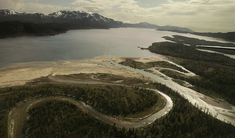 The Pile River flows into Lake Iliamna,  in the Bristol Bay region of Alaska. The Pebble Mine would sit just above the lake. 