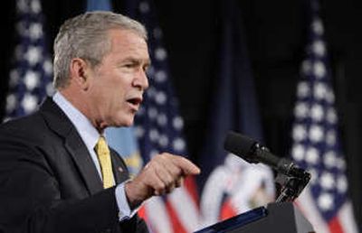 
President Bush speaks Tuesday at National Defense University's lecture program    in Washington. Associated Press
 (Associated Press / The Spokesman-Review)