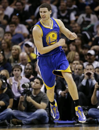 Ex-Coug Klay Thompson scored 34 points in Warriors’ victory. (Associated Press)