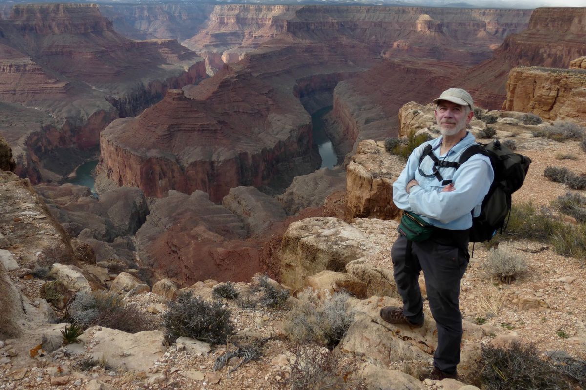 During a layover day on a private float trip through the Grand Canyon, Outdoors editor Rich Landers hiked and climbed from camp on the Colorado River to  the rim of the canyon overlooking the river bend around Point Hansbrough.  (Rich Landers)