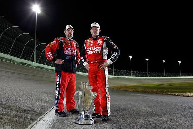 2011 NASCAR Sprint Cup Series champion Tony Stewart and crew chief Darian Grubb. Photo Credit: Chris Graythen/Getty Images for NASCAR (Chris Graythen / Getty Images North America)