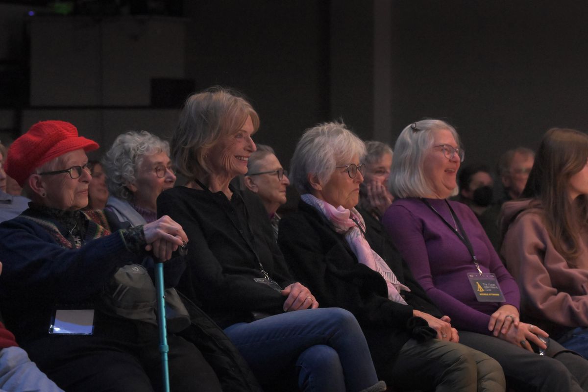 The audience listen during Northwet Passages event with Travis Baldree at the Montvale Event Center, Monday, Dec. 1, 2025. (Brian Plonka/For The Spokesman-Review)