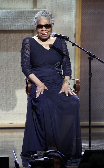 Maya Angelou, 83, addresses the audience after receiving the Literary Arts Award during the BET Honors at the Warner Theatre in Washington on Jan. 14. (Associated Press)
