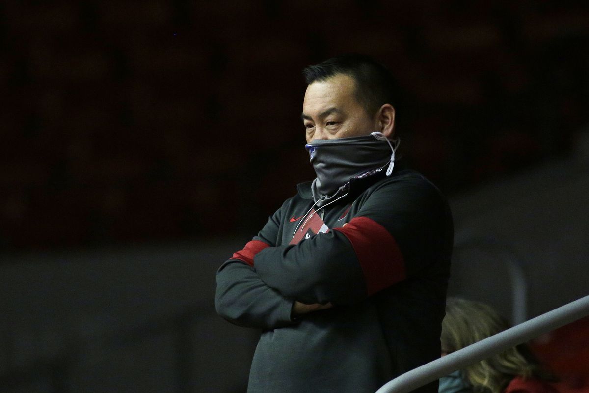 Washington State athletic director Pat Chun watches the second half of an NCAA college basketball game between Washington State and Oregon State in Pullman, Wash., Wednesday, Dec. 2, 2020.  (Associated Press)