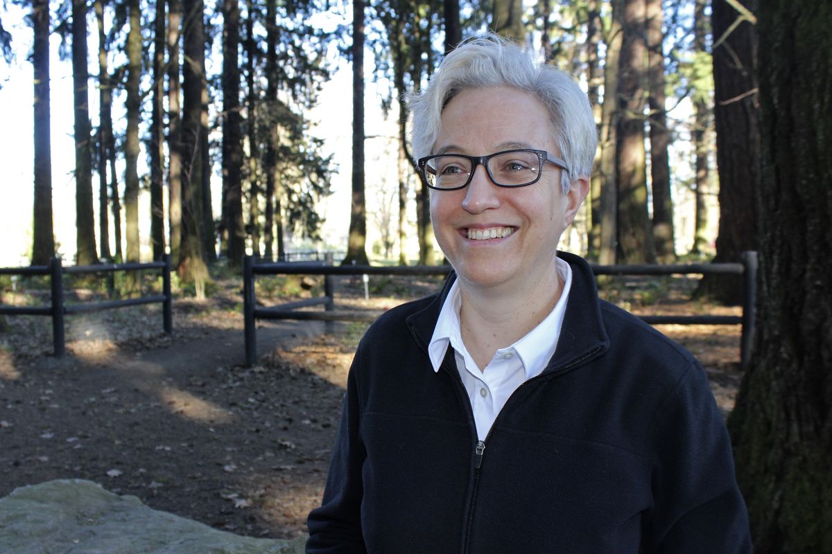 FILE - Former Oregon House Speaker Tina Kotek, who is running for governor, poses for photos in Columbia Park in Portland, Ore., on Feb. 18, 2022. Oregon