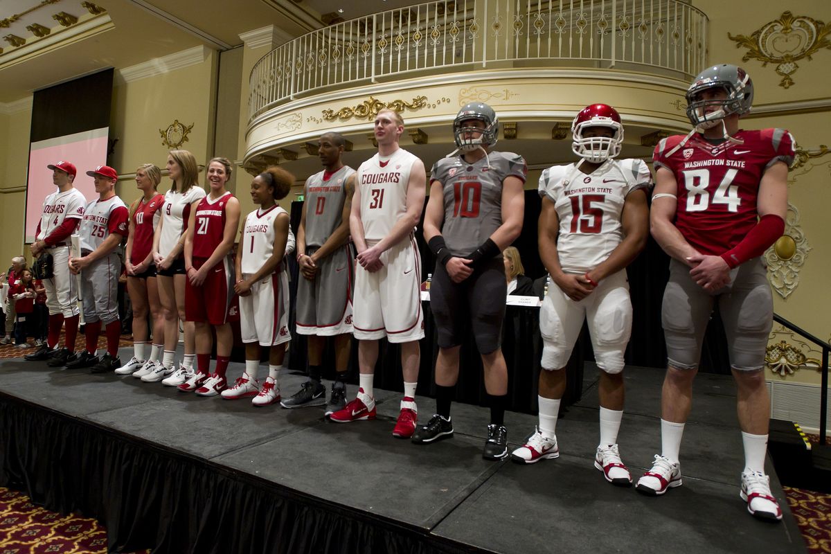 Washington State unveiled standardized new crimson and gray uniforms for all sports Monday night at the Davenport Hotel. (Colin Mulvany)