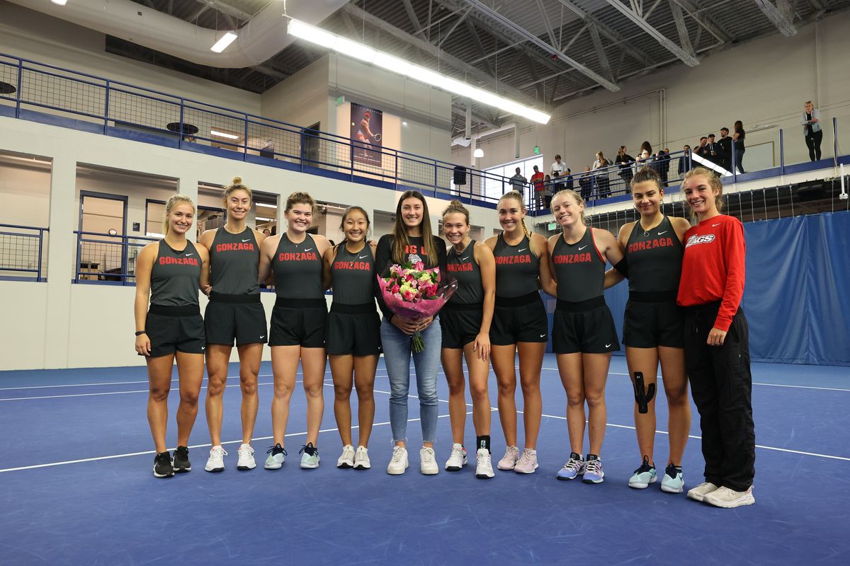 Former Gonzaga tennis player Sophie Whittle was honored with a banner at Stevens Center on Sept. 24, 2022. Whittle holds the school record for career wins with 90.  (Courtesy Gonzaga Athletics)