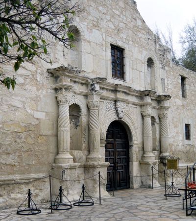 The Alamo sits in the middle of downtown San Antonio.