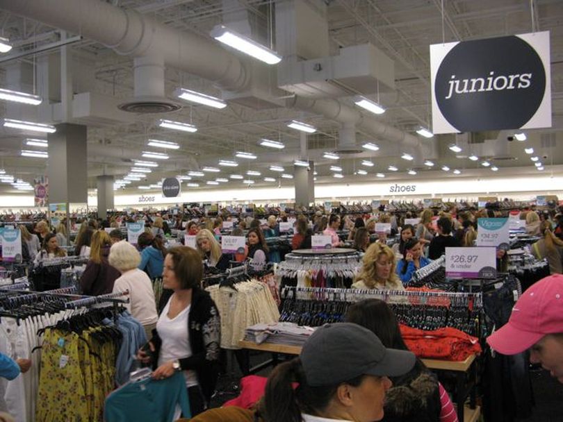 Guests make their purchases during the grand opening of Nordstrom