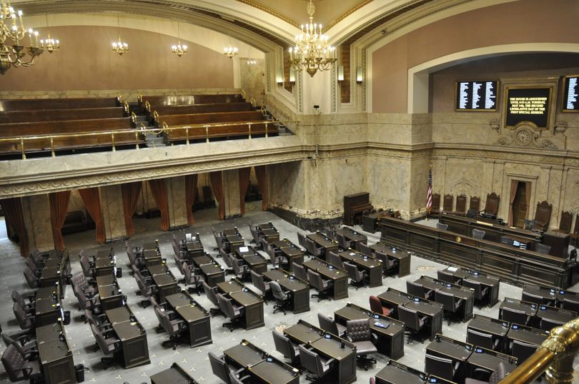 OLYMPIA -- The floor of the House of Representatives a few minutes after the chamber opened for the first day of the special session and adjourned until Day 2.  (Jim Camden)