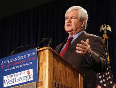 
Former House Speaker Newt Gingrich welcomes attendees to Solutions Day on Saturday in Carrollton, Ga. Associated Press
 (Associated Press / The Spokesman-Review)