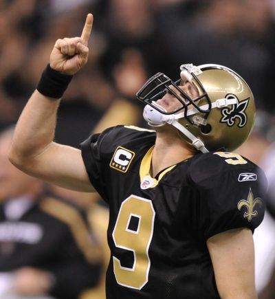 Saints QB Drew Brees led the team to victory with five touchdown passes. (Associated Press)