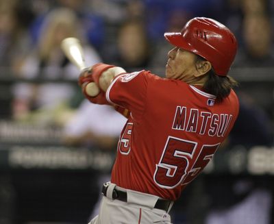 Angels' Hideki Matsui belted his 18th homer of season. (Associated Press)