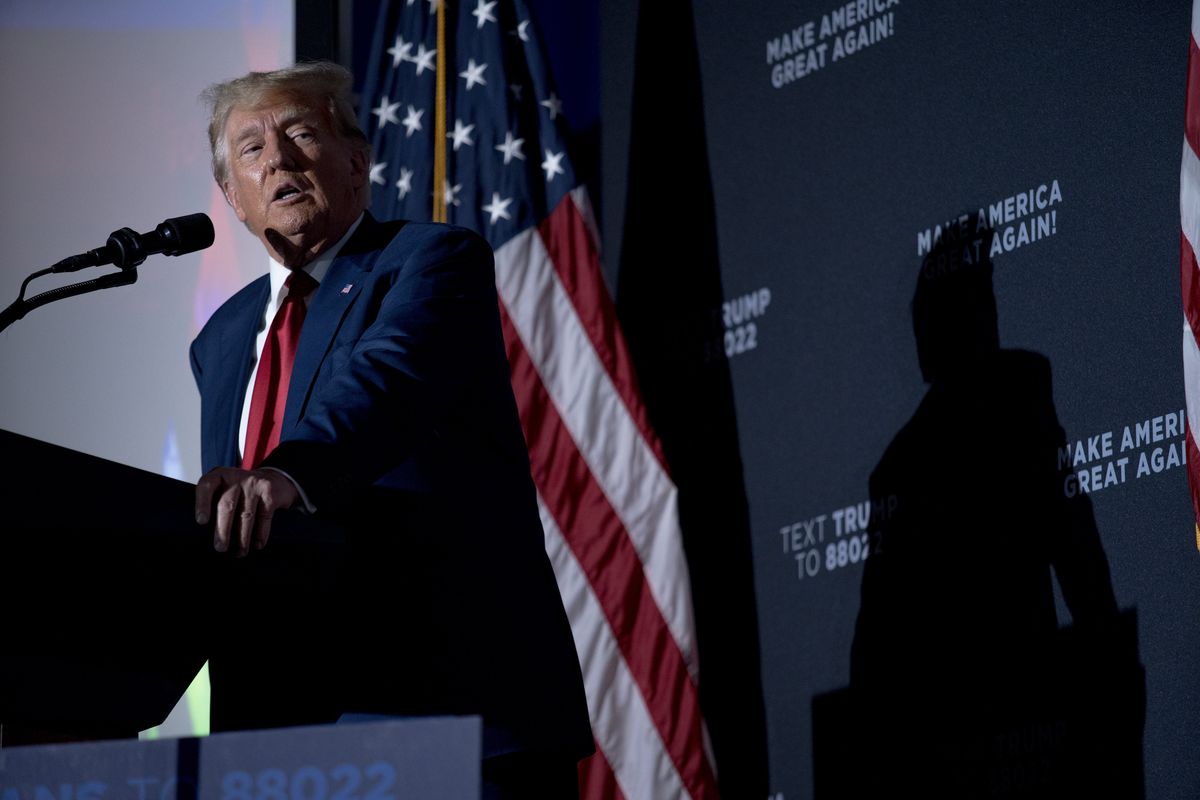 Former president Donald Trump on the campaign trail has scoffed at the notion that he would not talk about his criminal cases. (John Tully/For The Washington Post)