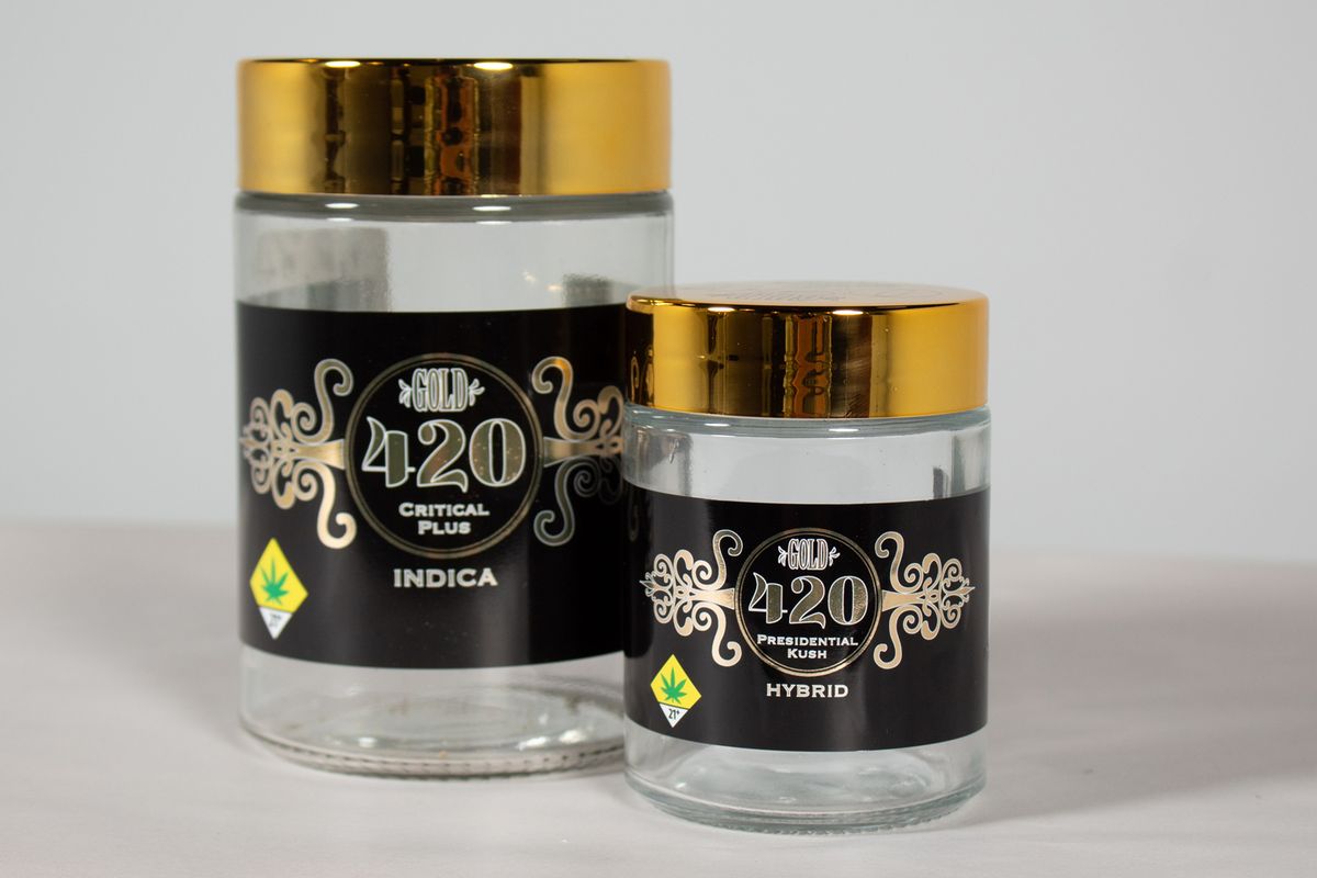 Buddy Boy Farm's 420 Gold jars. (Dan Cooley / Special to EVERCANNABIS)