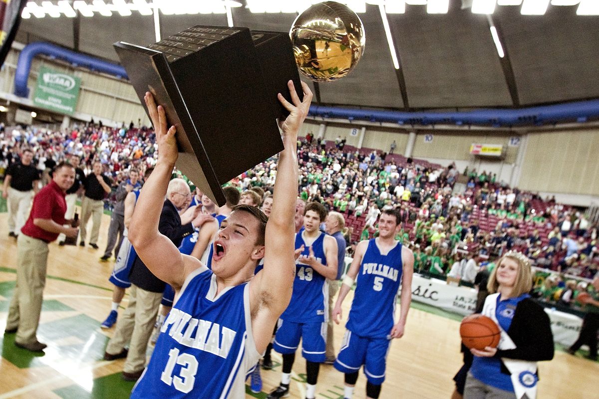 Pullman guard David Ungerer had a hand in all the Greyhounds’ overtime scoring in 64-58 win over Lynden in State 2A championship. (Associated Press)