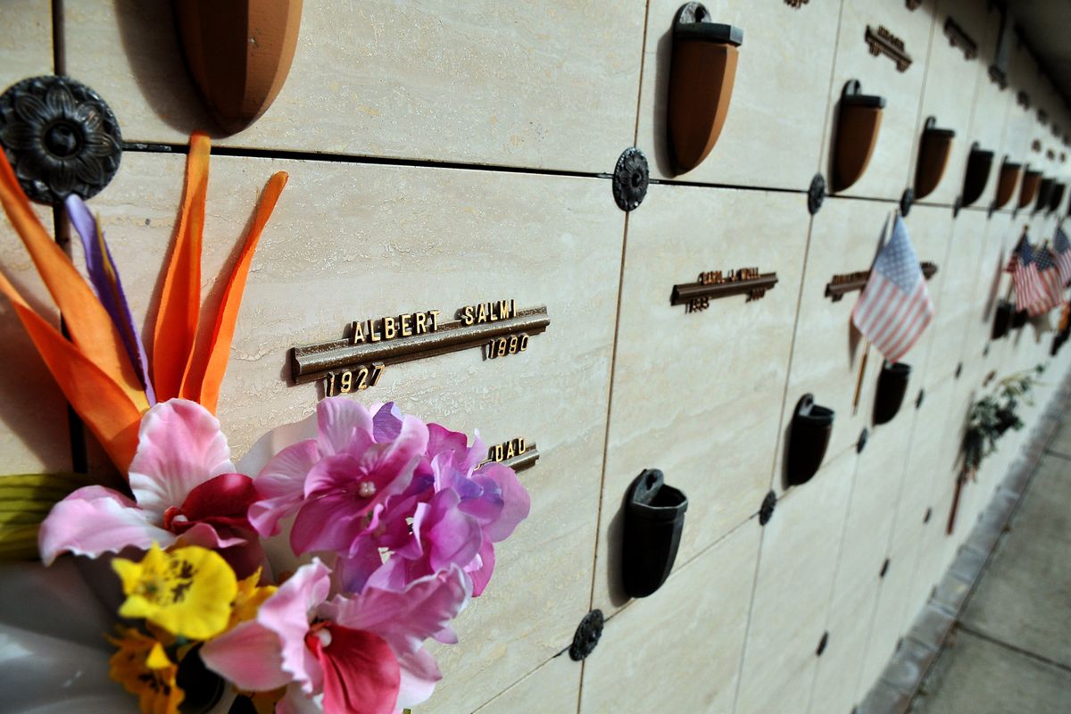 This is the final resting place of actor Albert Salmi, who played many stage and screen roles through his long career. His cremated remains are in a niche at the Greenwood Memorial Terrace. (Jesse Tinsley)