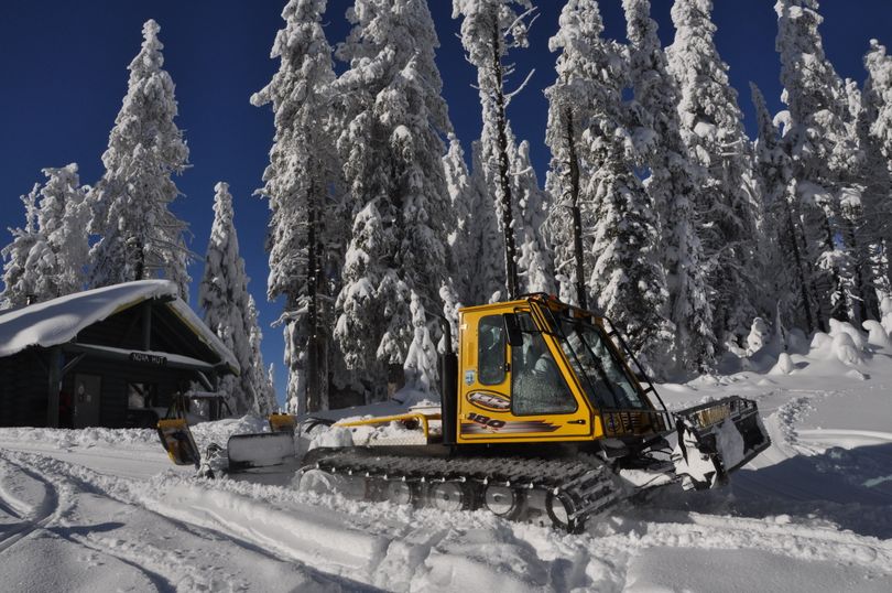 This size of snowcat groomer used for years at Mount Spokane State Park nordic tails was underpowered for the snow and size of the trail system.  On Feb. 11, 2012, the Winter Recreation Advisory Committee approved $300,000 to purchase a larger snowcat and widen trails for more efficient one-pass grooming. (Rich Landers)