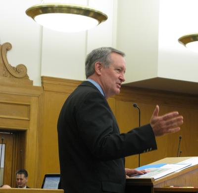 U.S. Sen. Mike Crapo addresses the Idaho Senate on Tuesday. He told lawmakers to be 