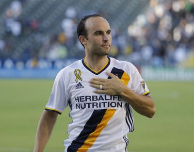 In this Sept. 11, 2016, file photo, Los Angeles Galaxy’s Landon Donovan acknowledges fans after the team’s MLS soccer match against Orlando City in Carson, Calif. (Jae C. Hong / Associated Press)