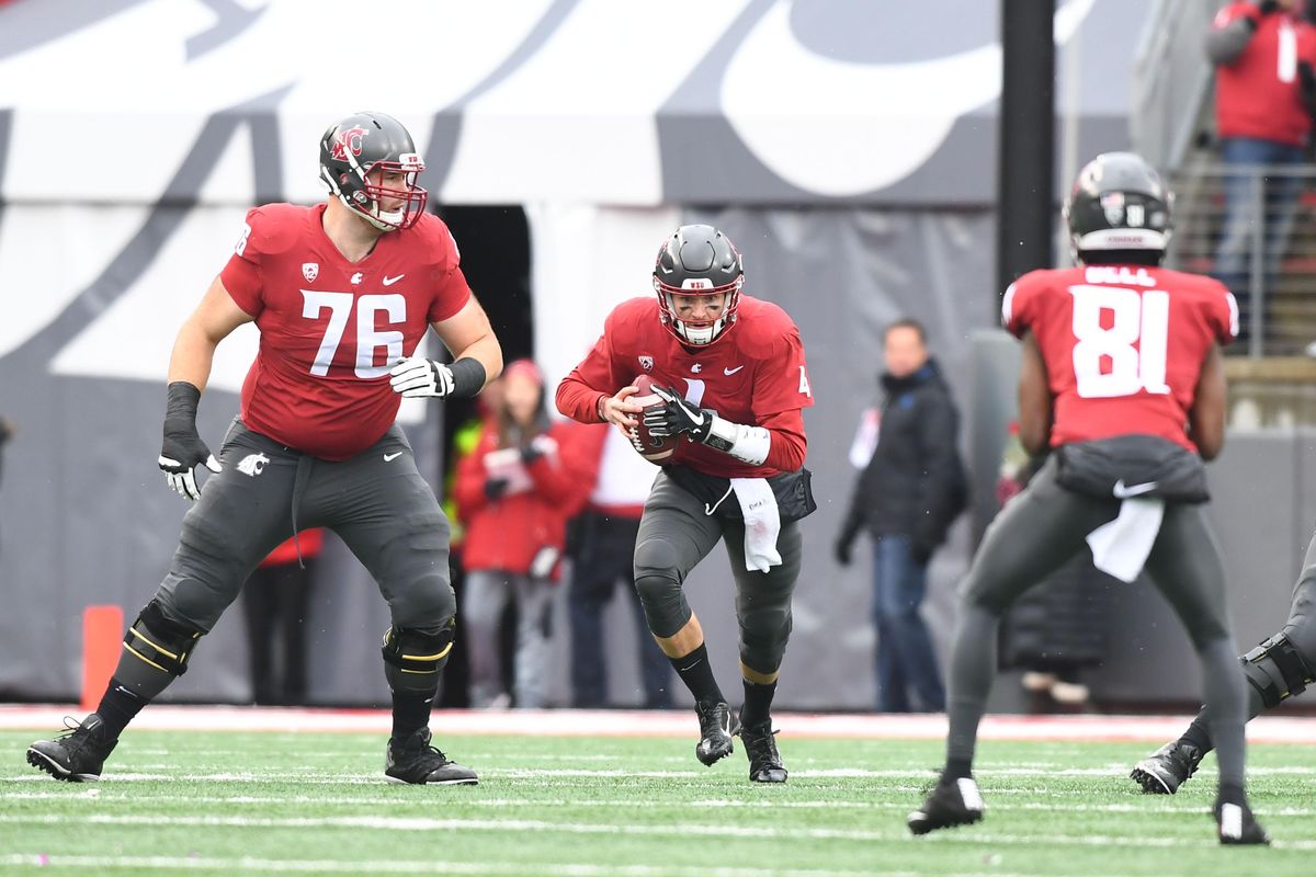 Washington State Cougars quarterback Luke Falk (4) runs the ball against Stanford during the first half of a college football game on Saturday, November 4, 2017, at Martin Stadium in Pullman, Wash. WSU led 14-7 at the half. (Tyler Tjomsland / The Spokesman-Review)