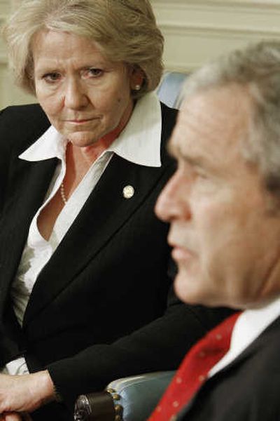
Associated Press President Bush meets with Secretary of Transportation Mary Peters in the Oval Office  on Thursday.
 (Associated Press / The Spokesman-Review)