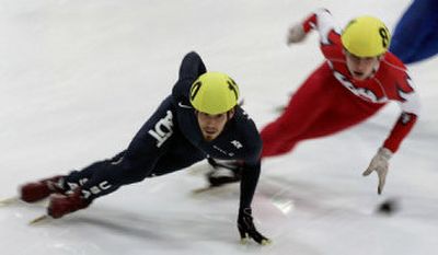 
Apolo Anton Ohno of the United States., front, once again leads U.S. short-track speed skaters. 
 (Associated Press / The Spokesman-Review)