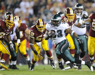 Jerome Harrison (33), who played for the Philadelphia Eagles last season, signed with the Detroit Lions this season and was then traded back to the Eagles. The trade was voided, however, after Harrison was discovered to have a brain tumor.  (Associated Press)