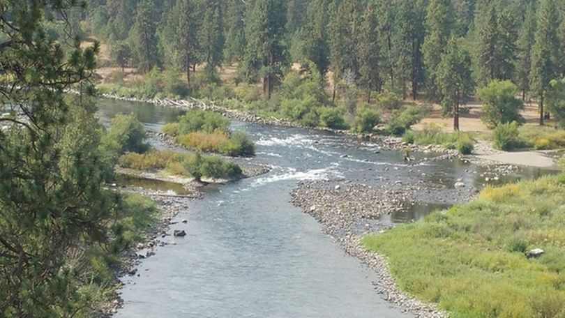 The Spokane River was flowing at 741 cubic feet per second on Aug. 30, 2016. The river is shown here at from People’s Park at the confluence of Hangman Creek.