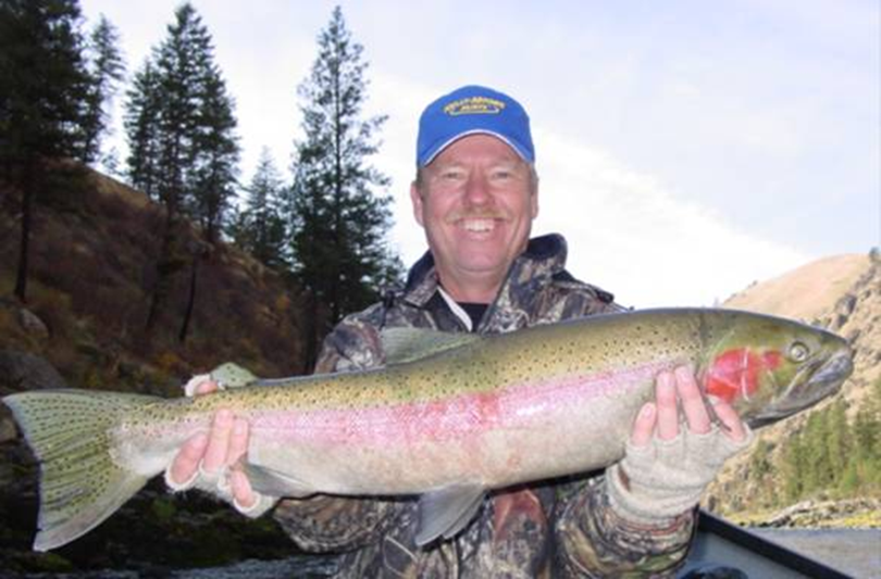 Mike Hargis with a nice wild steelhead caught in the Salmon River near Riggins, Idaho. (Exodus Wilderness Adventures)