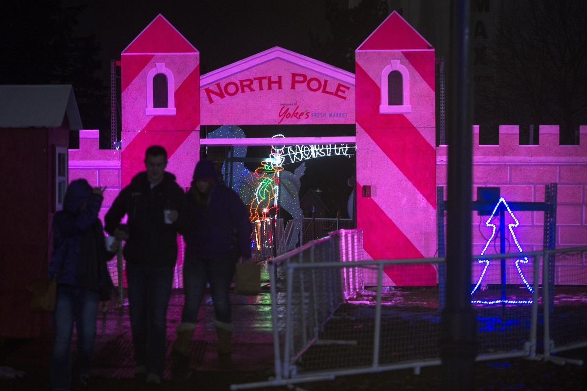 Visitors exit the Spokane Winter Glow Spectacular, North Pole, presented by Yoke
