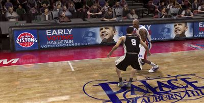 An ad for presidential candidate Sen. Barack Obama is seen in the XBox360 Live version of “NBA Live 08.” Eighteen video games will feature Obama ads in the next few weeks.  (Associated Press / The Spokesman-Review)