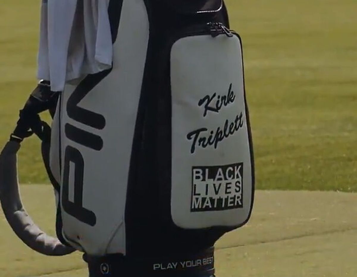Kirk Triplett added a Black Lives Matter sticker on his golf bag prior to the Bridgestone Senior Players Championship last month. 