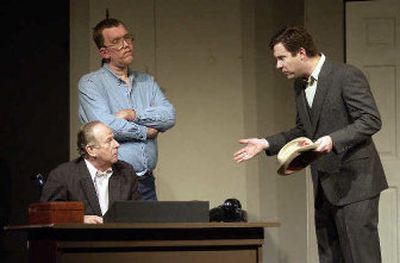 
Veteran actor Barrie MacConnell, seated, plays Mr. Potter and Mark Hodgson, right, George Bailey in Lake City Playhouse's production of 
