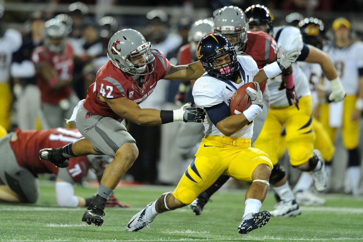 Washington State’s Cyrus Coen (42), who had 60 tackles last season, looks to improve his pass defense. (Tyler Tjomsland)