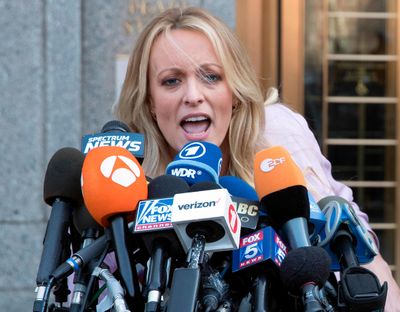 In this April 16, 2018 photo, adult film actress Stormy Daniels outside federal court in New York. (Mary Altaffer / Associated Press)